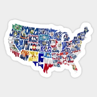 Flag Map of States Sticker